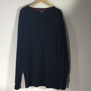 Polo Ralph Lauren Men’s Sleep Shirt Black Waffle Knit Crew Neck Long Sleeve XXL